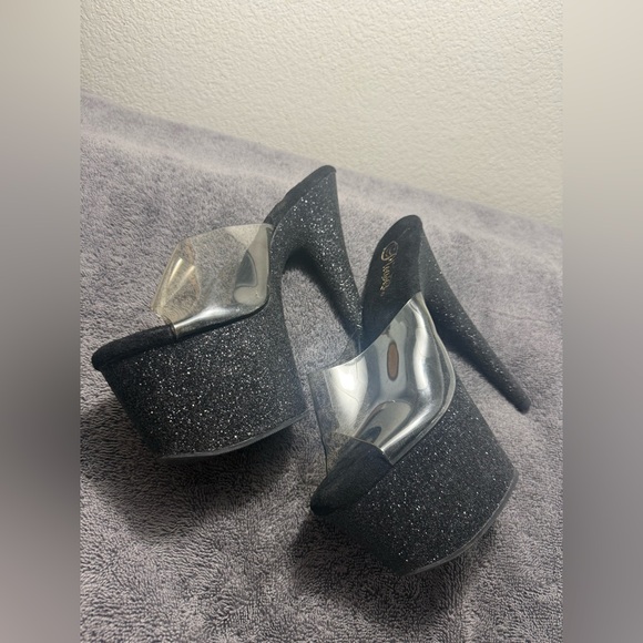 Pleaser Heels | Black Sparkle Platform Pole Dancing Womens Heels | S : 10 | $100 - Picture 3 of 6